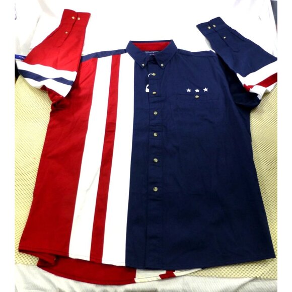 Wrangler Other - VTG Bonanza Wrangler Mens Western Shirt XL Red/White/Blue Stars Striped Button-U